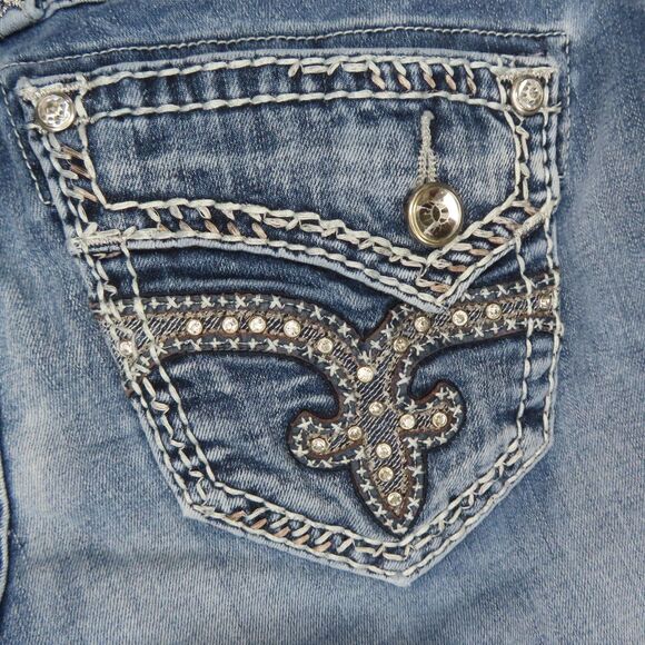 Rock Revival Barby Jeans 28 Blue Embellished Flap Pockets Ankle Skinny Denim - Picture 7 of 16